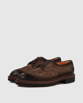 Santoni Brown suede oxfords MCCG15761JL4GVOE