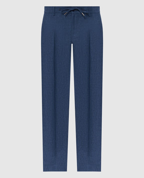 Bertolo Cashmere Blue linen pants 611625