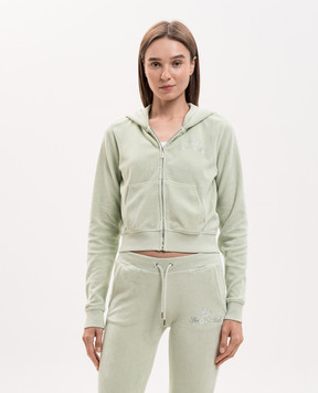 Sporty & Rich Juicy green velour sports jacket CA046716689GR33