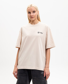 Off-White Beige T-shirt with logo print 44MAA120S26J01D