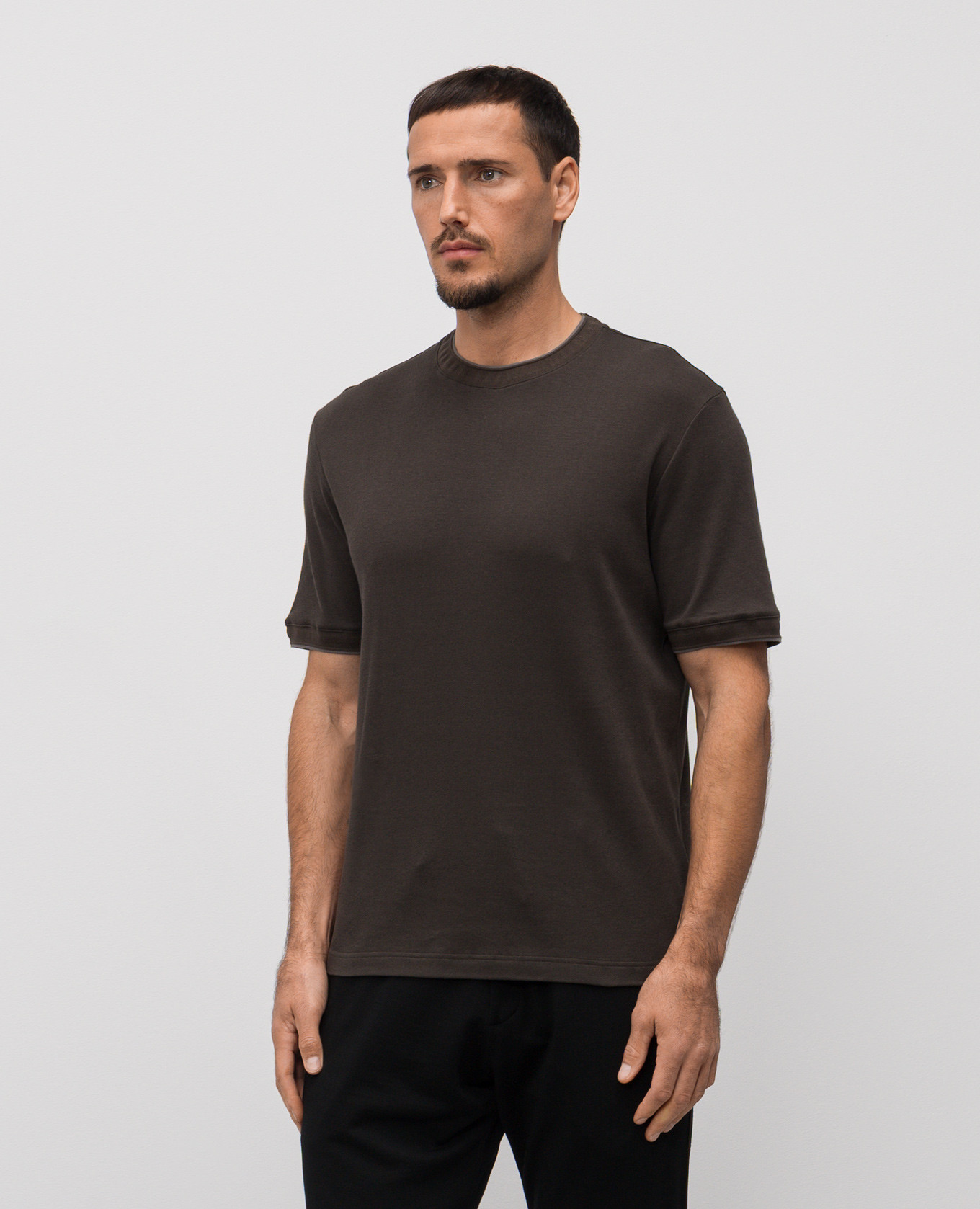 Khaki cashmere T-shirt Canali 3