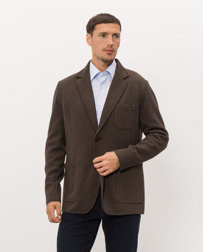 Stefano Ricci Brown silk and cashmere blazer K606435J02F26321