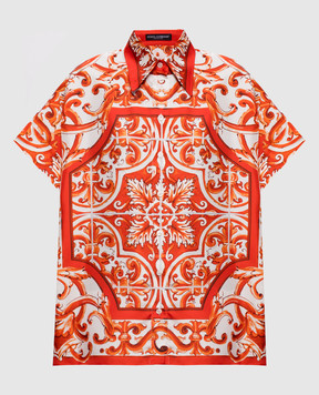 Dolce&Gabbana Silk blouse with branded print F5T52TGDDRE
