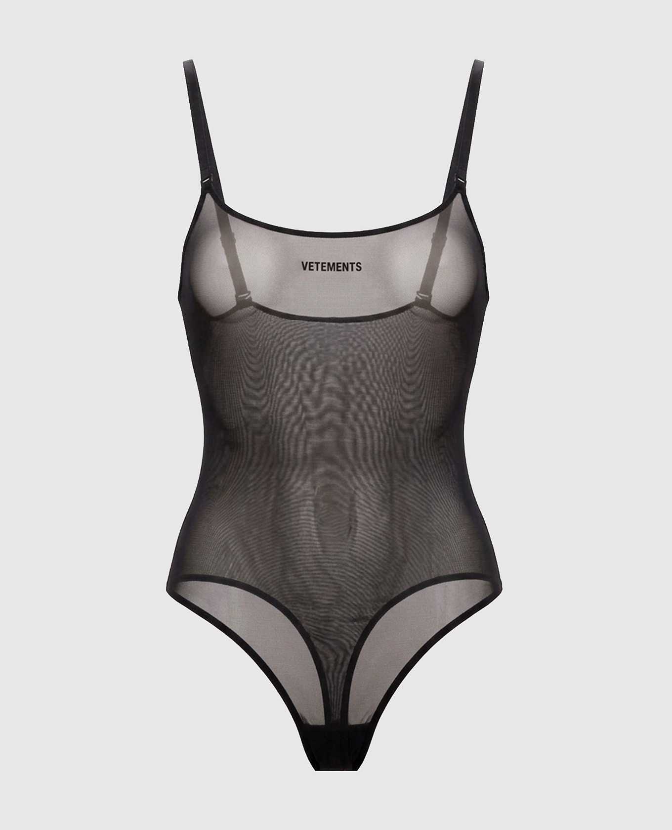 Black bodysuit with textured logo Vetements