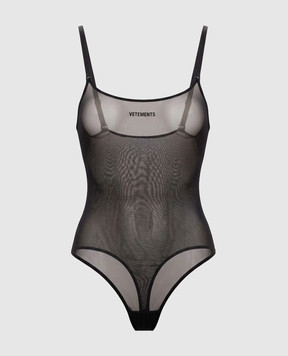 Vetements Black bodysuit with textured logo WH27BO124B