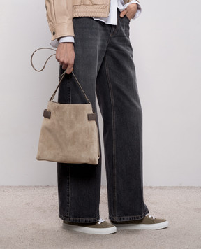 Brunello Cucinelli Grey suede Essence bag MBDLD2743