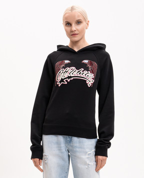 Off-White Double Eagle black hoodie with Swarovski crystals 29E00292T