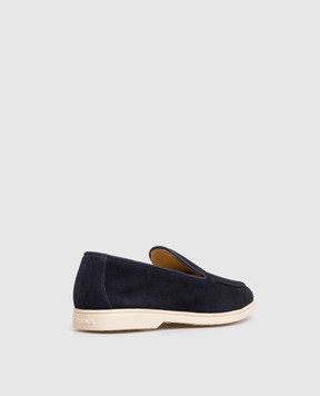 Doucal's Blue suede loafers with logo DD8893JOANUY229