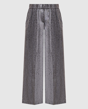 Peserico Gray velvet palazzo pants A0455201597