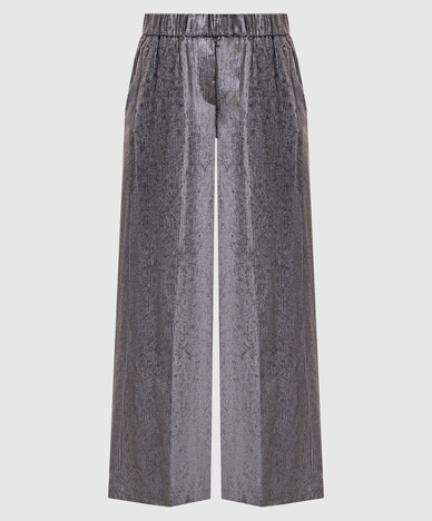 Gray velvet palazzo pants