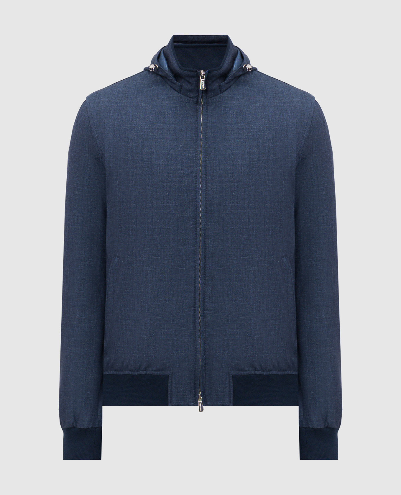 Veste bleue en laine, soie et lin