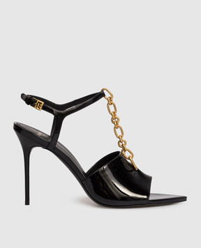 Balmain Black patent leather Sync sandals FN1UH154LPAT