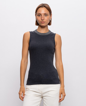 Peserico Dark gray ribbed T-shirt A08506J0B5669