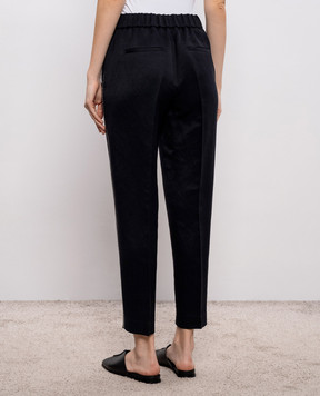 Peserico Black linen pants with chain A0407206668