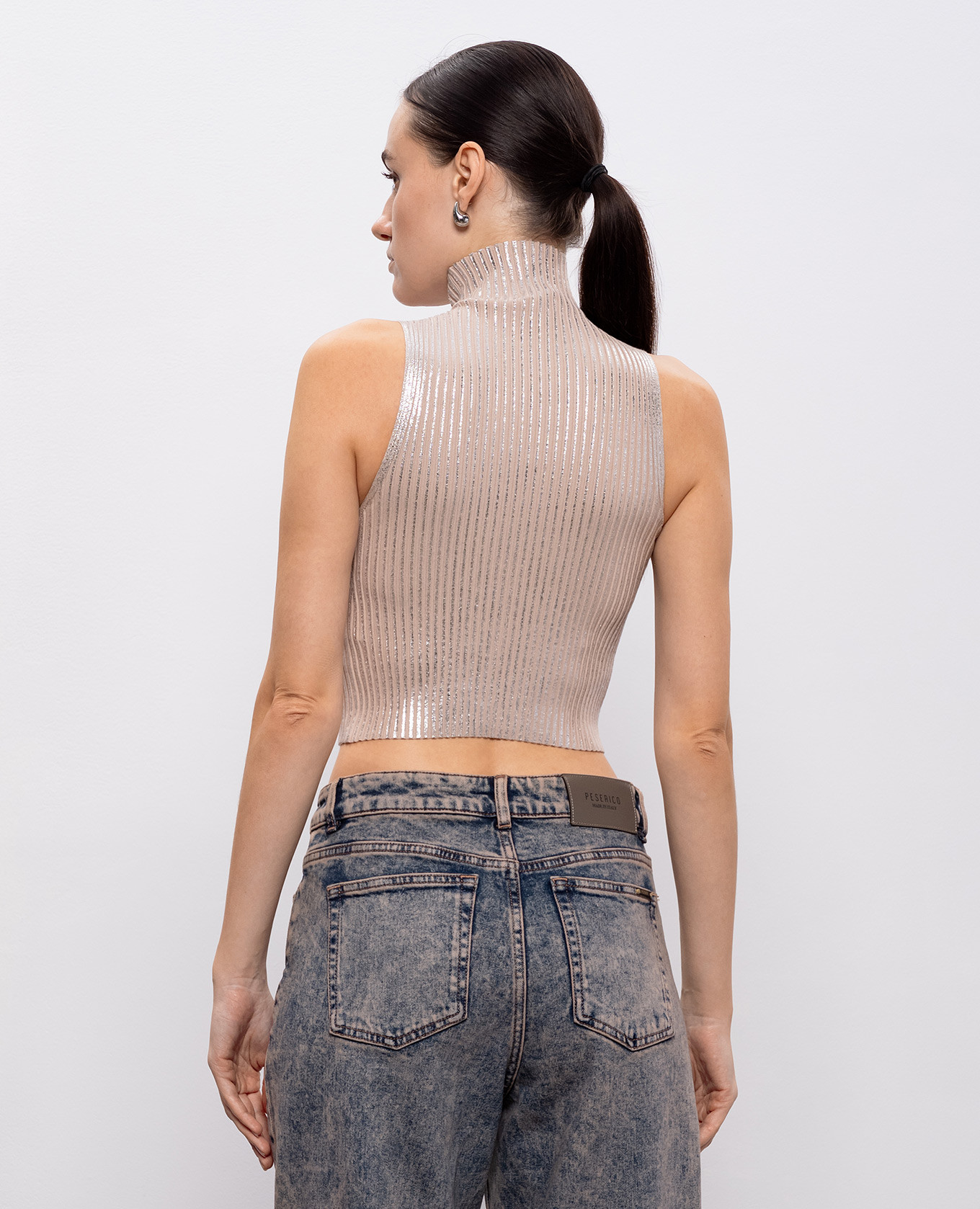 

Beige ribbed top Peserico