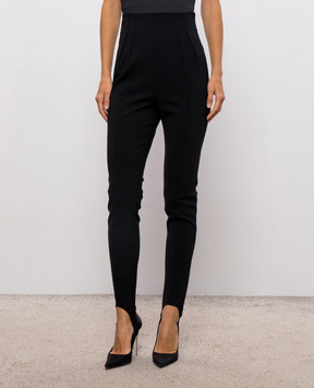 Thierry Mugler Black wool pants with stripes COM1PA05331035