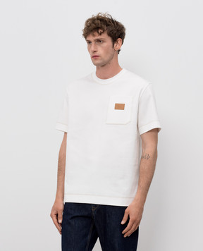 Fendi Ivory T-shirt with logo patch FY0936B05I
