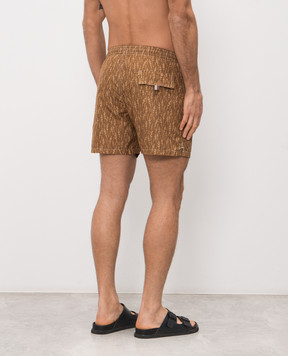 Canali Brown swim shorts with branded print UA0010093024