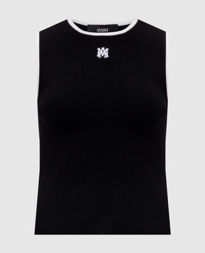 AMIRI Black ribbed top with contrast embroidery AWTOKN1052