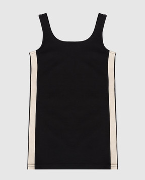 Palm Angels Children's black dress with branded stripes PGCM009S26FLE001