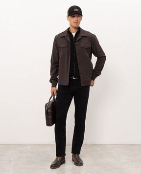 Stefano Ricci Dark brown jacket with logo patch MFJ6300100TR172P