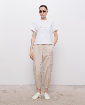 Peserico Beige cargo pants with brand patch PM404502769