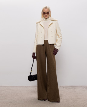 Ermanno Scervino Ivory wool jacket with fur trim D496I311SHZBG