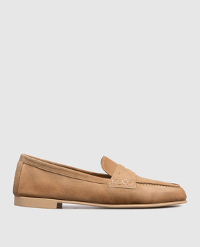 Santoni Brown suede loafers with monogram logo WUVD72025GOMSAEA