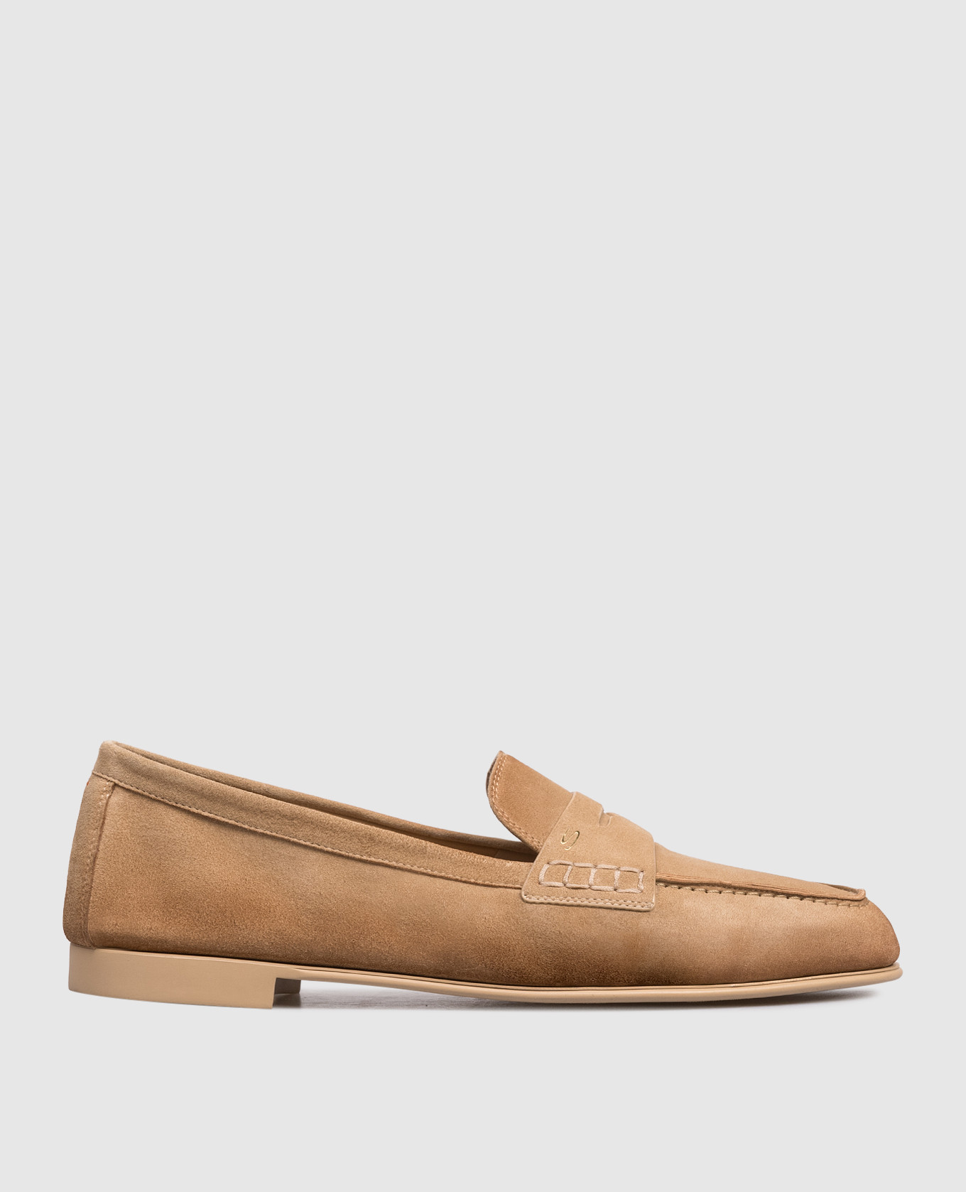 Brown suede loafers with monogram logo