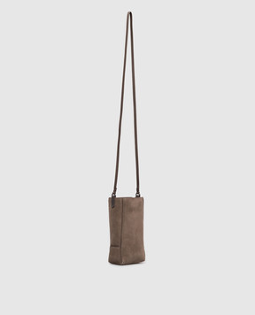 Brunello Cucinelli Brown suede bag with embossed logo MWDLD2739P