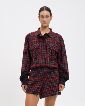 Off-White Burgundy check shirt dress with logo 2DG00CF25FAB001