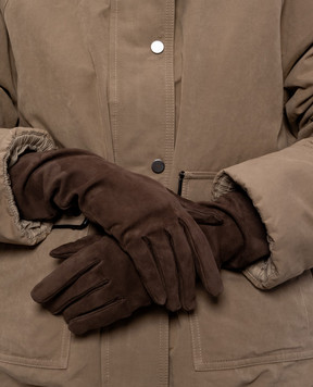 Brunello Cucinelli Brown suede gloves MPCLF9005P