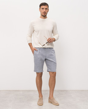 Stefano Ricci Blue linen and wool shorts M1T6100300WL003L