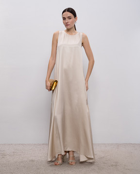 Peserico Beige maxi dress with monil chain A0222706638