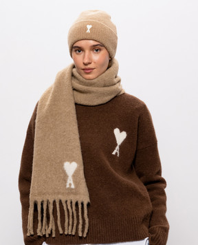 Ami Paris Beige alpaca wool hat UBO005KN0135w