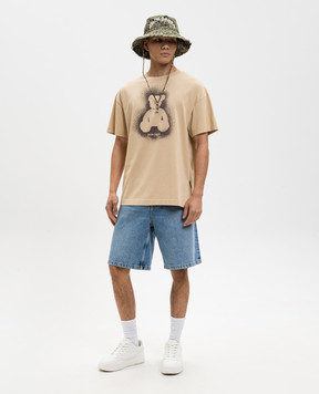 Palm Angels Beige Spray Bear T-shirt PMAA109S26JER001
