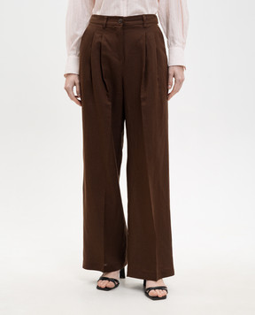 Twinset Brown linen pants 261AP2324