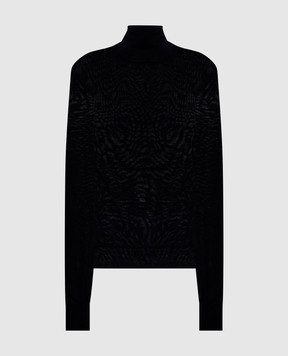 Saint Laurent Black wool golf shirt with logo 800713Y76HF