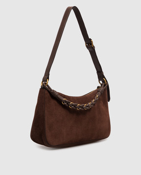 Twinset Brown suede bag with embossed logo 999TD7013