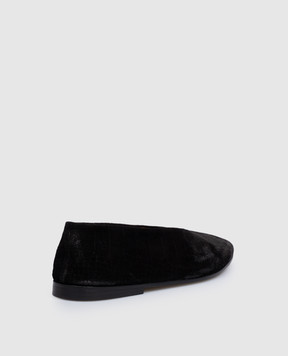 Marsell Black suede ballet flats Scivolo with crocodile embossed pattern MW8696P042