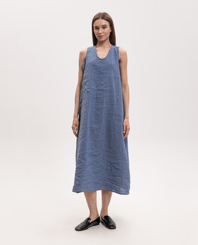 Sofie D`Hoore Doras blue dress with linen DORASLION