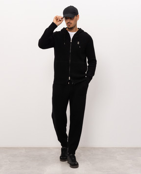 Brunello Cucinelli Black sports jacket with embroidered emblem M22704806G