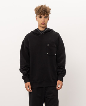 Palm Angels Black hoodie with logo print PAMBB005FL002