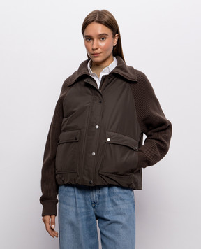 Brunello Cucinelli Brown down jacket with wool and cashmere MH5257294P