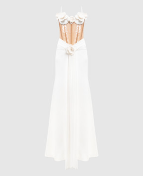 David Koma Ivory sequined floral applique bustier dress RE26DK49DL