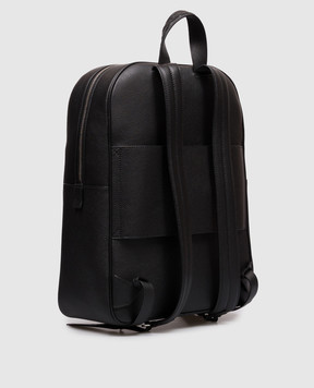 Serapian Black leather backpack with logo SRCMOMLL738431A001