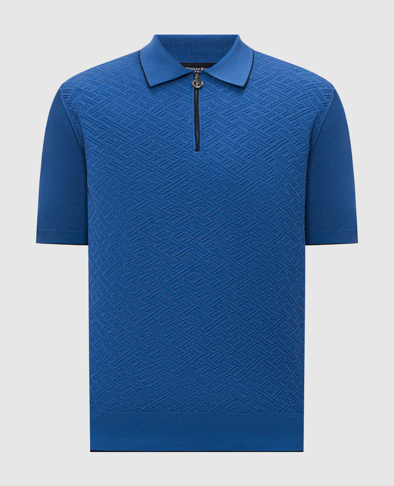 Blue silk polo shirt