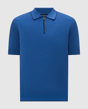Stefano Ricci Blue silk polo shirt K616452P31F26117
