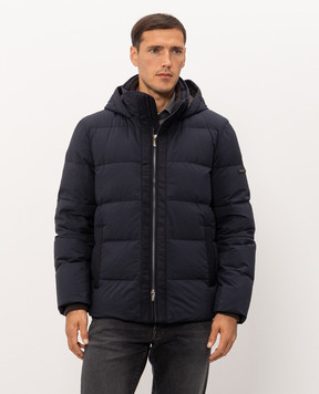 Peserico Blue down jacket with logo patch R52301G3604