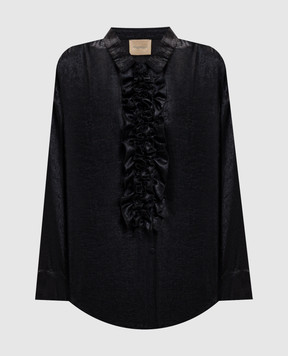 Momoni Bilancia Bis black blouse with ruffles MOSH03017MO